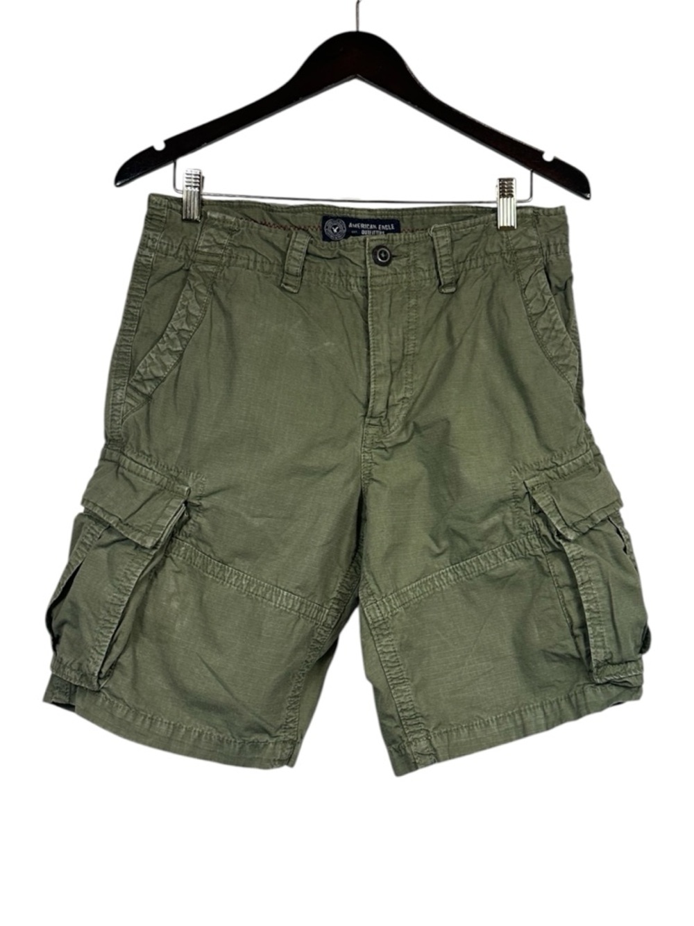 American Eagle Vintage Y2K Distressed Wash Olive Green Cargo Shorts Size 31